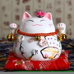 Dekorativa föremål Figurer 4,5 tum japansk keramisk lycklig katt Maneki Neko Hemdekoration Ornament Affärsgåvor Förmögenhetspengar Feng Shui Craft 220928