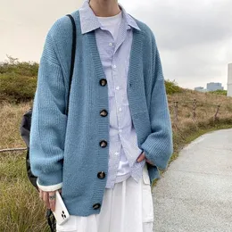 Herrtr￶jor m￤n Cardigan Autumn Man Outwear Tops Sweaters Knit Solid Loose Casual Preppy Style Korean Fashion Knitwear Coat Pull Homme 220928