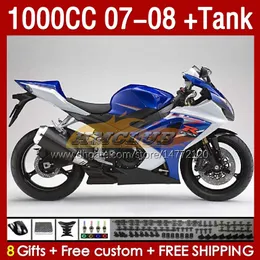 Suzuki GSXR1000 GSXR 1000 CC K7 GSX-R1000 2007-2008 BODYS.137 1000cc GSXR-1000 07 08 Bodywork GSX R1000 2007 2008 Tam Kaplama Kiti Mavi Fabrika