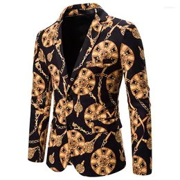 Men's Suits Vintage Black Gold Baroque Floral Blazer Men Wedding Tuxedo Suit Jacket Stage Singers Costume Homme Nightclub Prom Blazers