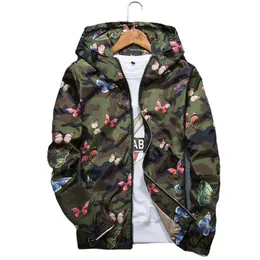 Men's Jackets Mens Casual Camouflage Hoodie Jacket 2021 New Autumn Butterfly Print Clothes Men's Hooded Windbreaker Coat Male Outwear T220926