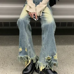 Kobiety S Jeans Y2K emo Women Vintage Streetwear Fairy Grunge workowate dżinsowe spodnie rozryte spodnie alt proste wysoką talię ubrania Harajuku 220928