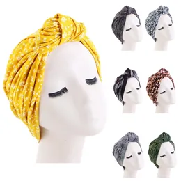 Afrika Baskı Üst Boynuzları Düğümlü Türban Bonnet Kadınlar Head Wraps India Hat Müslüman Giymeye Hazır Musulman Turbante Mujer