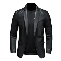 Men's Leather Faux Suit Oversized Jacket Business Fashion Vegan Slim Fit PU For Men S5XL 220927