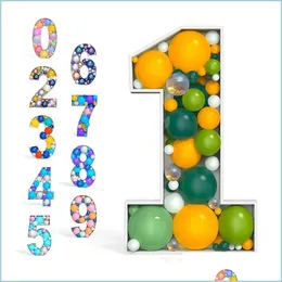 Party Decoration 73/100Cm Diy Balloons Numbers Mosaic Balloon Filling Alphabet Frames For Boys Girls Baby 1St Birthday Wedding Decor Dhbbg