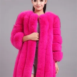 Womens Fur Faux Zadorin S4XL Winter Luxury Coat Slim Long Red Blue Jacket Women Fake Manteau Fourrure 220926
