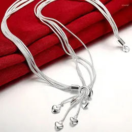 Catene 925 Zilveren Ketting Modalità Eenvoudige Hart Kettingen Voor Vrouwen Vrouwelijke Sieraden Groothandel Gift
