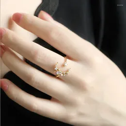 Toca do cluster o exclusivo anel de abertura de zircão de zircão de prata do designer em jóias de marca de ladra de charme pequeno e retrô