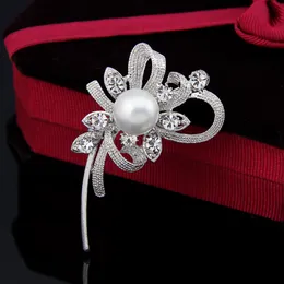 Pearl Flower Brooth Pin Garnitury biznesowe Wedding Formal Dress Corsage Rhinestone Broochs for Women Men Men Jewelry