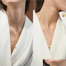 Beaded halsband 9-10 mm n￤ra cirkel p￤rlhalsband f￶r kvinnor tjej justerbar h￤nge 14k guld fylld handgjorda modesmycken tjejfri dhnff
