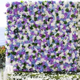 装飾的な花人工花の壁DIYウェディングデコレーションバックドロップパネルシルクローズパープルロマンチックな装飾