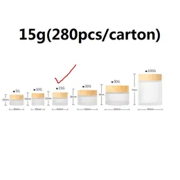 Bottiglia per la crema per gli occhi del viso Vaso cosmetico in vetro smerigliato 5ml 10ml 15ml 30ml 50ml 100ml Confezione per la conservazione della cura della pelle con tappo in grana di legno 15g