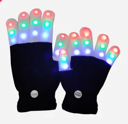 LED Glow Glove Rave Light Blinkande handskar 7 Mode Lyser upp Finger Tip Lighting Party Decor Christmas Gift
