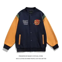 Giacche da uomo "Dumb Bitch Club" Embroid Patchwork Student Men Baseball Bomber Jacket Unisex Women Varsity University Coat College Couple Retro 220927