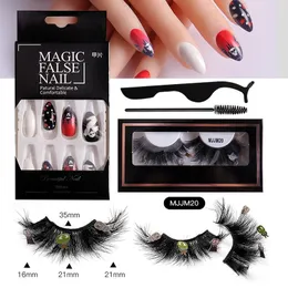 Multilayer Thick Mink False Eyelashes and Fake Nail for Halloween Party Naturally Soft & Vivid Reusable Handmade 3D Fake Lashes Makeup Easy to Wear DHL