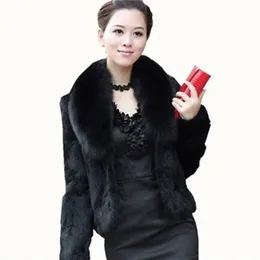 Women's Fur Faux High Quality Rabbit Hair Coat Warm Outerwear Autumn Winter Short Collar Jacket Overcoat 220927