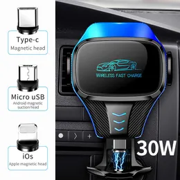 30 Вт автомобильного беспроводного держателя зарядного устройства для iPhone 11 12 Pro Max Fast Charging Induction Charger