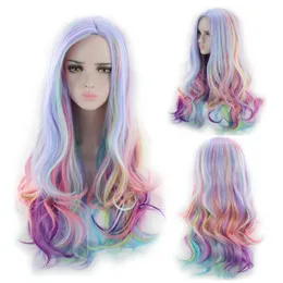 Long Curly Multi-Color Charming Full Wigs For Cosplay Girls Party eller Daily Use Perx