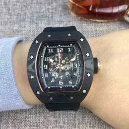 Uhren Armbanduhr Luxus Richa Milles Designer Herren vollautomatische mechanische Uhr Keramik ausgehöhlt personalisiertes Gummiband Kalender leicht und großartig