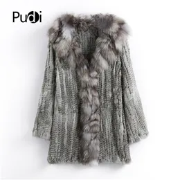 Womens Fur Faux CT903 PUDI Autumn Women äkta kaninrock med riktig krage lady casual vinterjacka Trench 220927