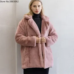 Pelliccia da donna Faux Visone Cappotti Donna Inverno Top Fashion Pink FAUX Coat Elegante Capispalla spessa calda Giacca finta Chaquetas Mujer 220927