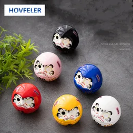 Decorative Objects Figurines HOVFELER Japanese Ceramic Daruma Doll Crafts Lucky Charm Fortune Ornament Landscape Home Decor Miniature Accessories Gifts 220928