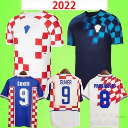 22 23 Jersey de futebol da Copa do Mundo Croatie Modric Rakitic Kovacic Suker Retro 1998 2002 Camisa de futebol masculino Kit Kit Kovac Seleção nacional