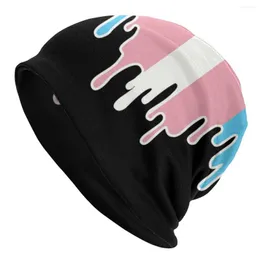 Beretti bandiera trans bandiera gocciolamento beanie slouchy uomini donne hip hop teschi invernali berretti cappello da cappello per adulti transgender lgbt