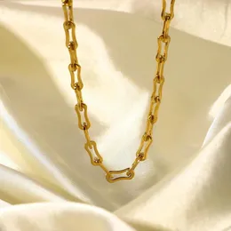 سلاسل غرامة 18K قلادة ذهبية للنساء KPOP قلادة جمالية عصرية مكتنزة سميكة السميكة المجوهرات الفولاذ الفولاذ الفولاذ الفولاذ