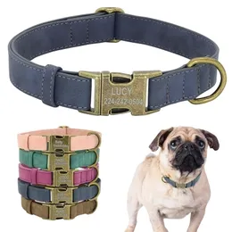 Custom Dog Collar Personalized PU Leather Dog Collars Soft Padded Pet ID Collar For Small Medium Large Dogs Pitbull Bulldog Pug 220610