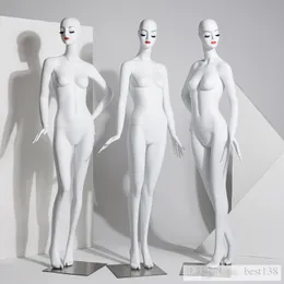 غير لامع أبيض عارضة أزياء نموذج كامل للعرض على جسم النساء مع محاكاة المكياج دمية