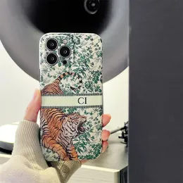 Designer Telefonfodral Tigerfodral för iPhone 14 Pro Max 11 12 13 Promax X/XS XSMAX Luxury Phonecase G -telefoner täcker Top Sock Proof Shell Green