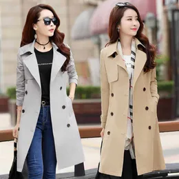 Trenchockar 2020 Spring Trench Coat for Women Streetwear Turn-Down Collar Dubbel Breasted Coats Female 3XL XXXL SOBRETUDO FEMININO Y2209