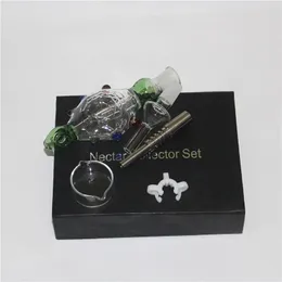 Hosahs Glass Nectar Set för rökning med 14mm Titanium Tips Keck Clip Reclaimer Nector Kit