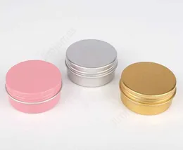 50g Metal Aluminium Bottle Tins Lip Balm Containers Empty Jars Screw Top Tin Cans White Gold Black Drop Delivery Packing Bottles 1152pcs DAJ493