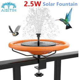 Bahçe Dekorasyonları Aisitin 12 inç Kuş Banyo Kasesi 2.5W Güneş Çeşmesi Seti Sabit Kelepçe Söndürülebilir ve Kuş Banyosu için Uygun Güverte 220928