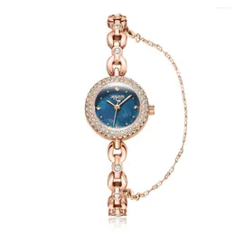 Orologi da polso Mini piccolo strass Bracciale con ciondoli Gioielli Catena di orologi Lady Orologio da donna Ore di moda Vestito Ragazza Regalo di compleanno Julius Box