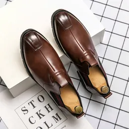 Personality Shoes Loafers Fashion PU Men Sewing Thread ing Round Head Classic One Pedal Business Casual Wedding Nightclub All-match 87 Wedd