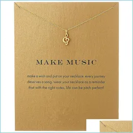 Anhänger Halsketten Klassische Musiknoten Chokerhalsketten mit Karte Gold Sier Anhänger Halskette für Mode Frauen Schmuck Machen Drop Del Dhoxg