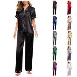 Домашняя одежда 5xl Женщины шелковые атласные пижама пижамы набор для сна