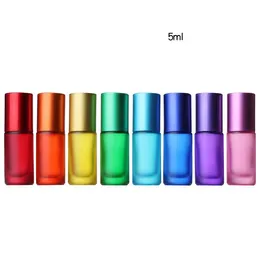 5ml port￡til de ￳leo essencial de ￳leo fosco port￡til garrafas de rolos de vidro grossos garrafa de rolador recarreg￡vel para mulheres SN4179