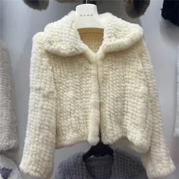 Women FUR FUAX Autumn Winter Rex Rex Rabbit Coats for Women Sweet Fashion Lapel podwójna tkanina krótka kurtka Y3112 220929