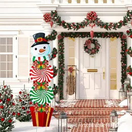 クリスマスの飾り標識ステークス雪だるま庭の装飾屋外キャンディーガーデンとパティオ冬の装飾品