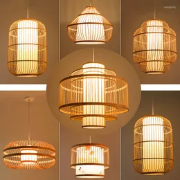 Lâmpadas pendentes Minimalismo estilo país Bambu Luzes pendentes modernos Lâmpada pendurada Lâmpada Chinesa Restaurant Sala de estar El Iluminação