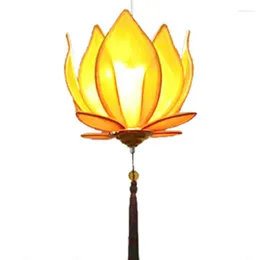 ペンダントランプチャイニーズファブリックZen Lotus Chandelierクラシックランタン仏教寺院リビングルームレストランエンジニアリング