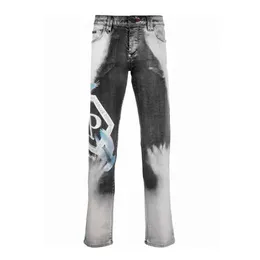 Plein björn mäns jeans klassisk mode pp man denim byxor passar mens casual design rippade jeans nödställda mager biker trasa passande byxor 157501