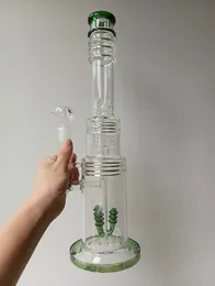 18 inç yeşil cam su bong narılgıkları dişi 18mm lastik perc yağı dab teçhizatları kase aksesuarları ile sigara içiyor