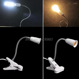 Bordslampor E27 20 cm flexibel klippomkopplare LED-lamphållare Socket Power Cable AC 85-265V grossistdroppsfartyg