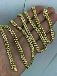 Cadeia masculina de link cubano de Miami ou bracelete 14k banhado sobre bloqueio de caixa de prata 925 sólida