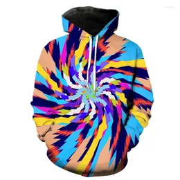 Men's Hoodies Men's & Sweatshirts Autumn Winter Men Women Fashion Color Swirl Geometry 3D Printed Hooded Pullover Long Sleeve